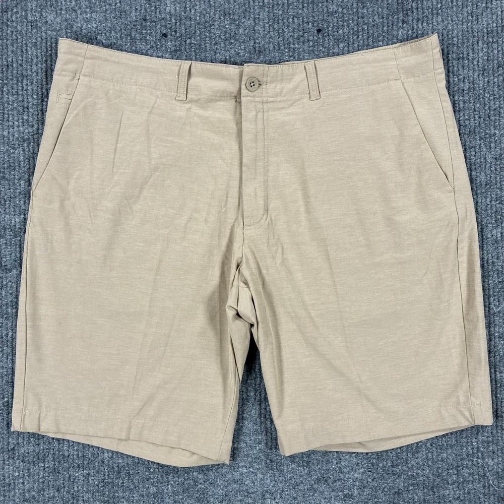IZOD Golf Mens Short Size 40 Beige Straight Fit Flat Front Stretch Mid Rise